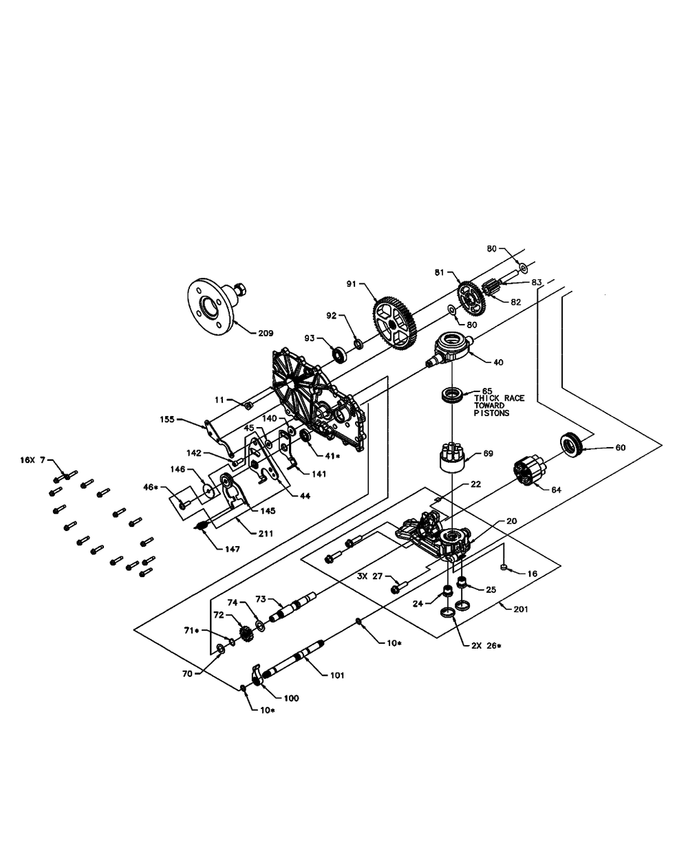 Transmission Lh-1 Diagram and Parts List for Z-FORCE44 17AF3AGL-17AF3AGL010 Cub Cadet Lawn Tractor